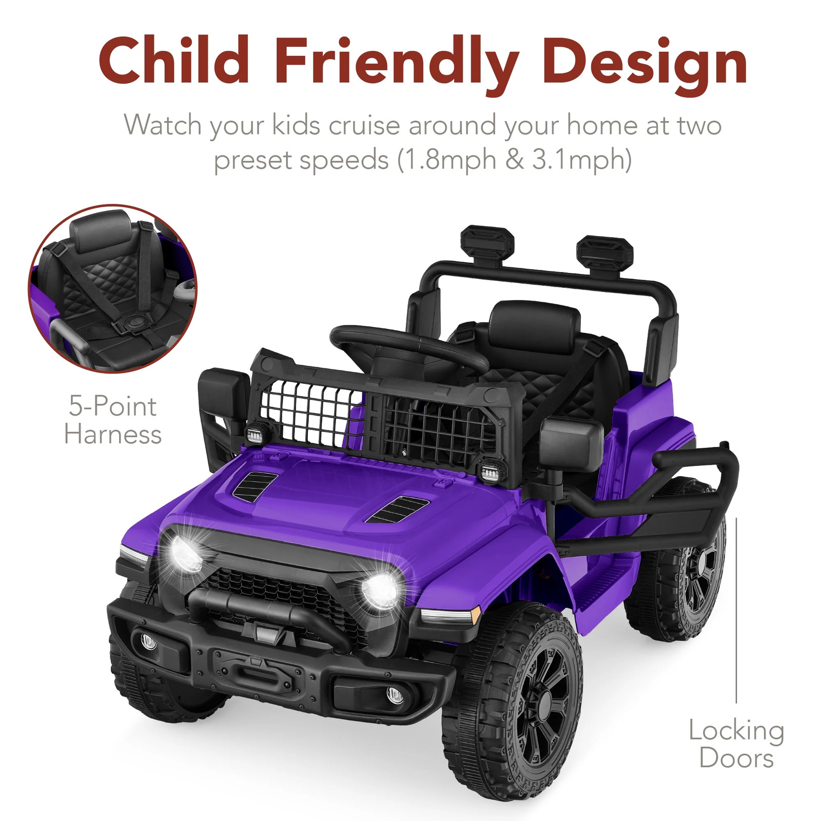 6V Kids Ride-On Truck Car W/ Parent Remote Control, 4-Wheel Suspension, LED Ligh