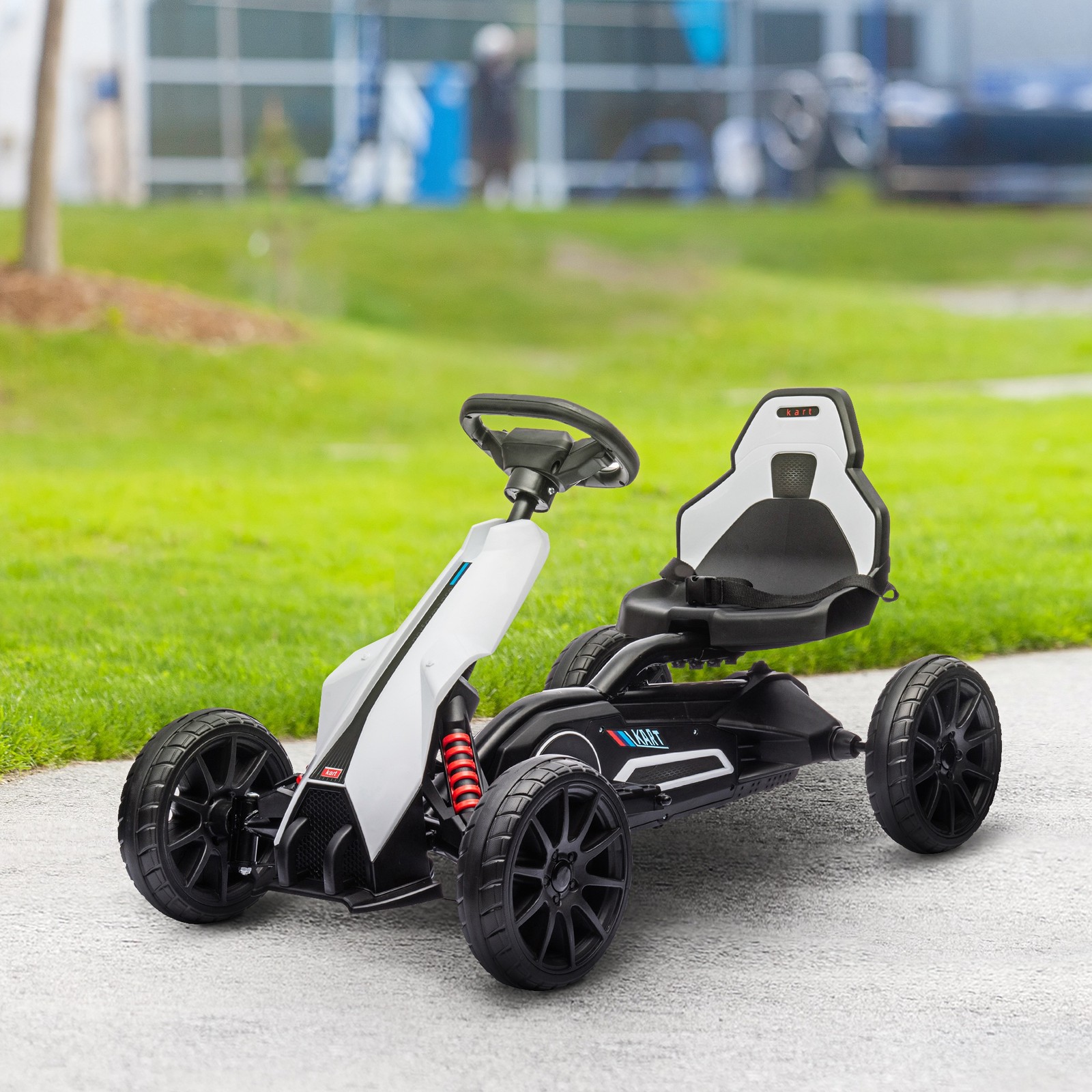 12V Electric Go Kart for Kids w/ Adjustable Speed, White