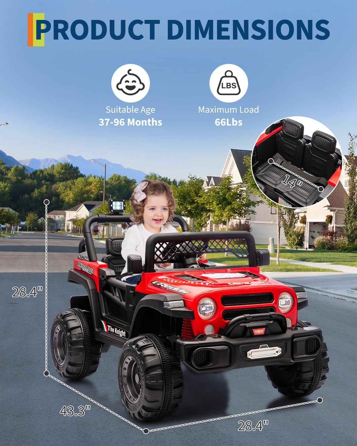 12V Kids Ride on Truck Toys for Big Kids Electric Vehicle with Parent Remote
