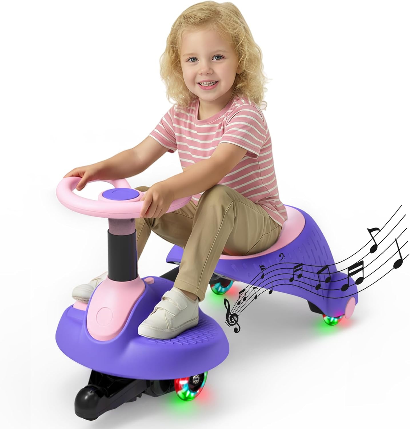 Electric Wiggle Car for Kids,6V Wiggle Car with LED Flashing Wheels & Music Spea
