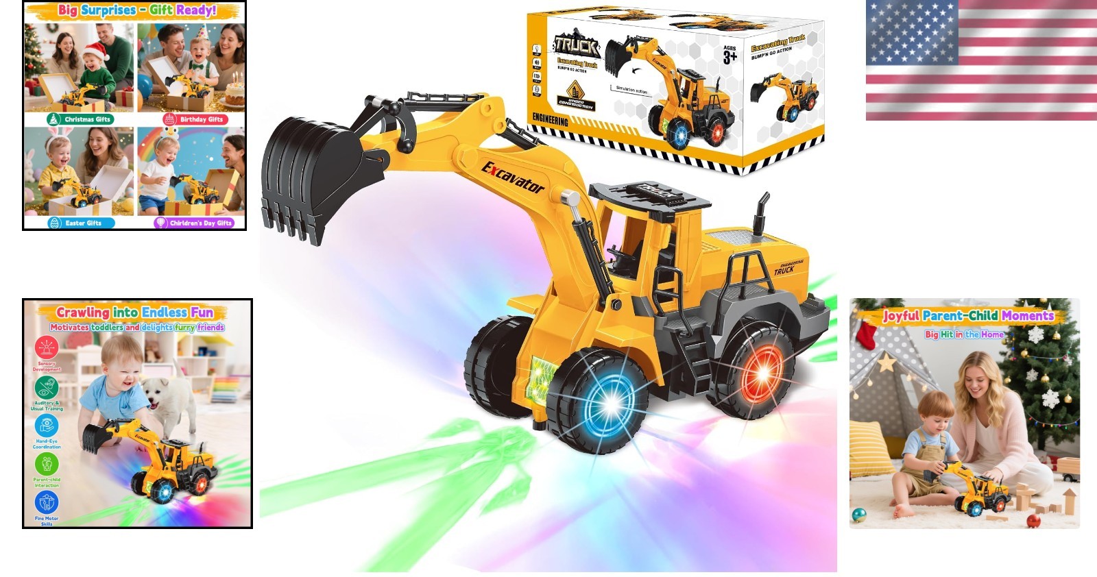 Large Excavator Toy with Realistic Digging Arm – Perfect Birthday Gift for Boys
