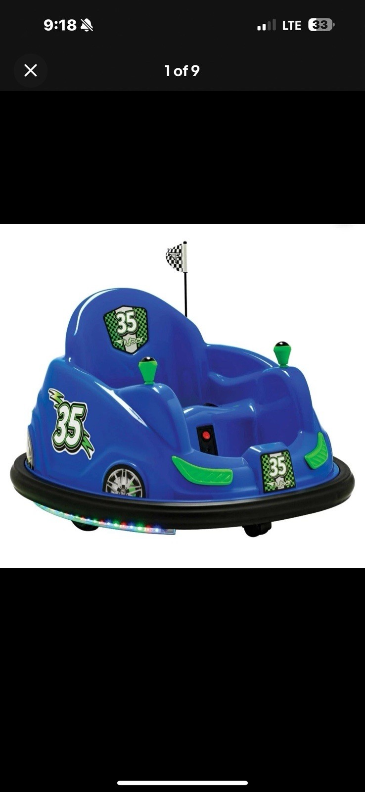 Flybar 6V Battery Powered Ride On Bumper Car W/Fun LED Lights – Blue – New