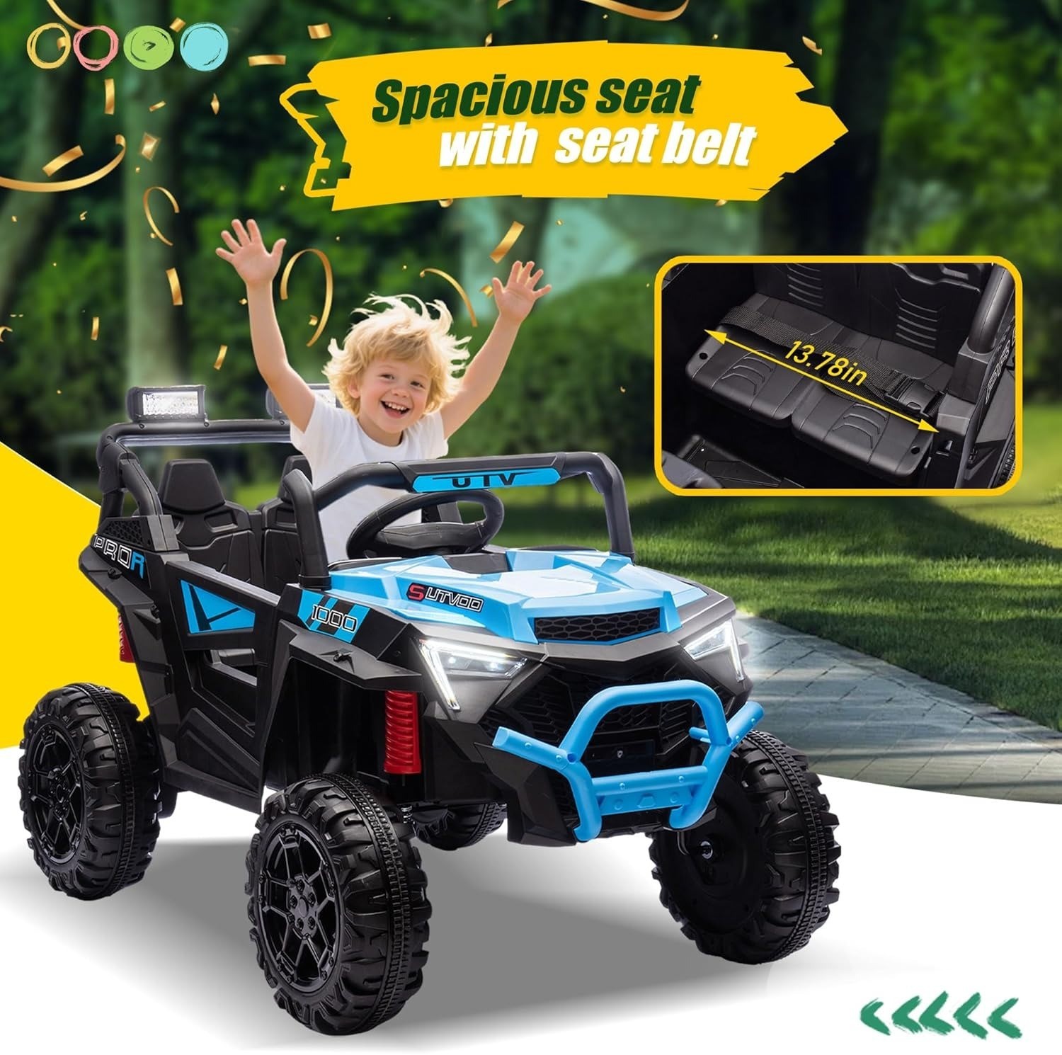 24V Ride on UTV Electric Car Vehicle Toy 400W with Remote Control for Kids Blue