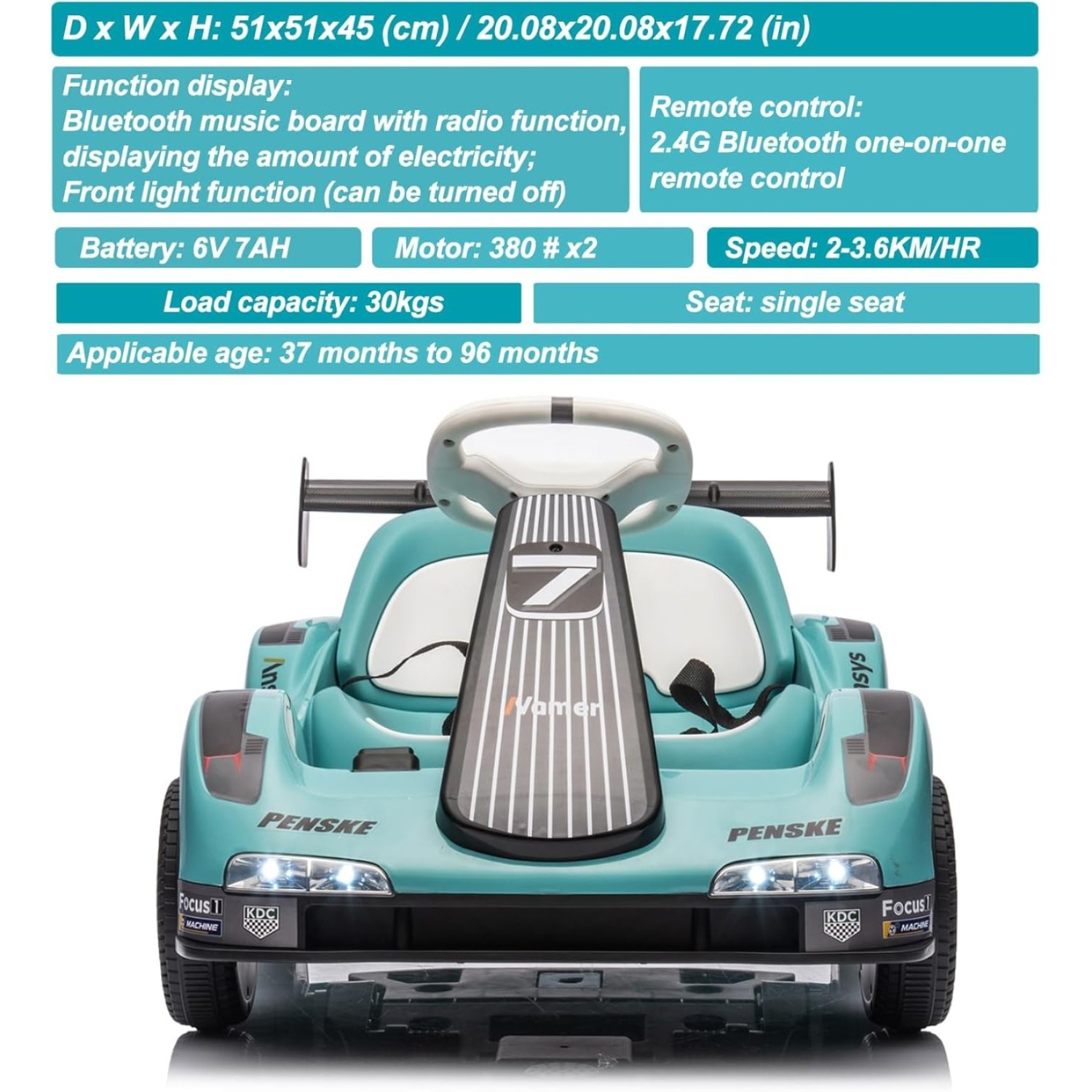 6V Electric Ride-on Racer Go Kart for Kids With Remote Control & Pedal Operation