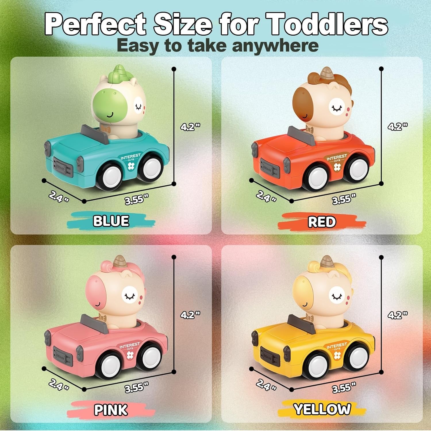 Colorful Friction Car Toy Set with Rotating Animal Drivers – Ideal for Toddlers