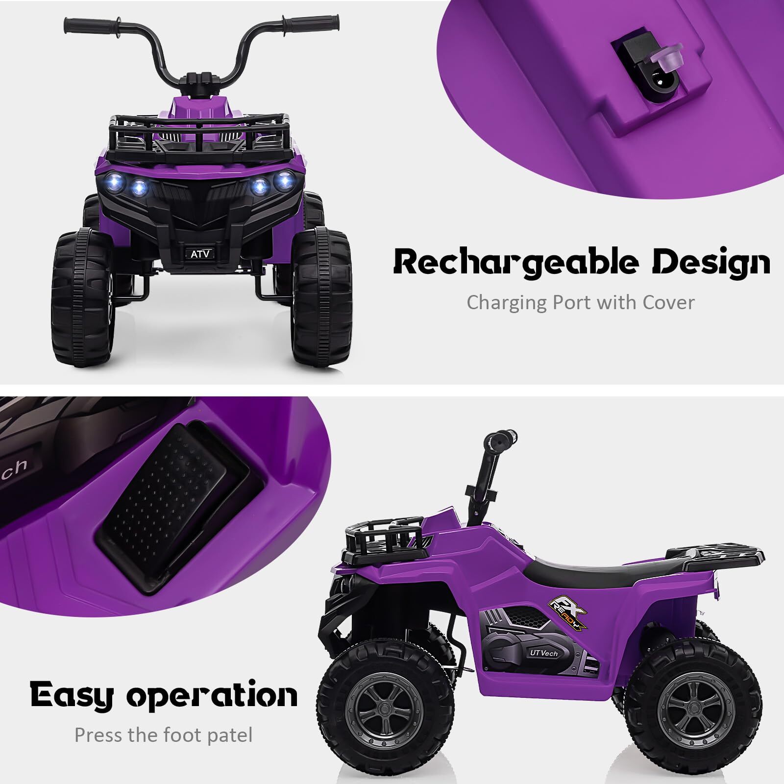🔥☑️12V Kids Ride On Electric ATV Kids 4 Wheeler Quad ATV Play Car w/ High/Low S