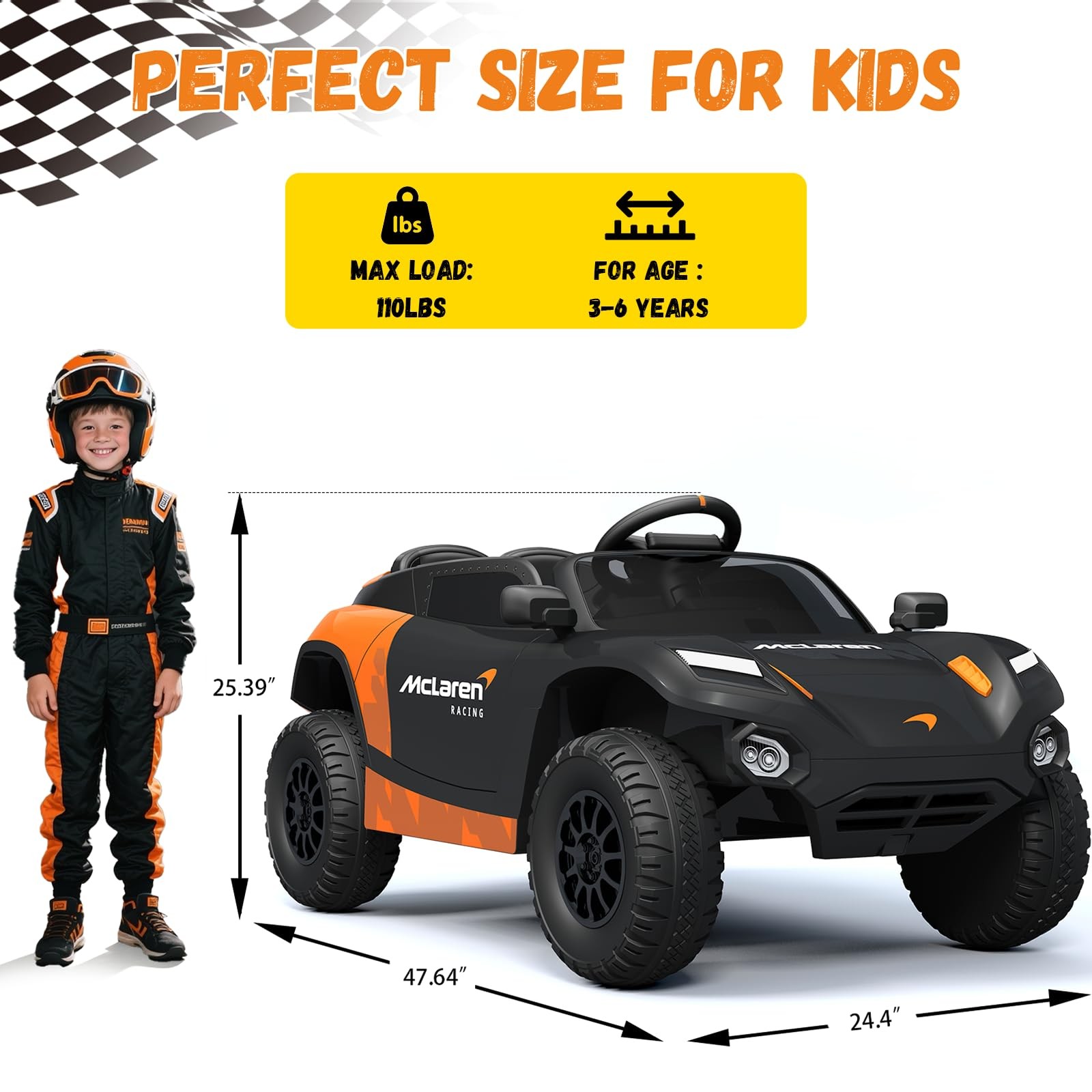 YunTopKids 24V Licensed McLaren Electric Car for Kids to Drive,Big Kids Ride