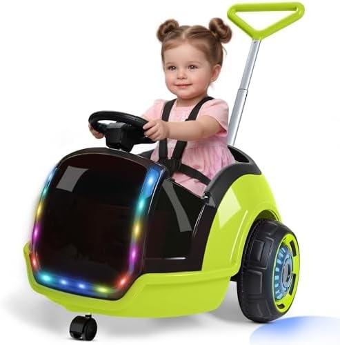 ANPABO 3-in-1 Electric Push Ride On Car, 12V Kids Ride On Toy w/Remote Contro…