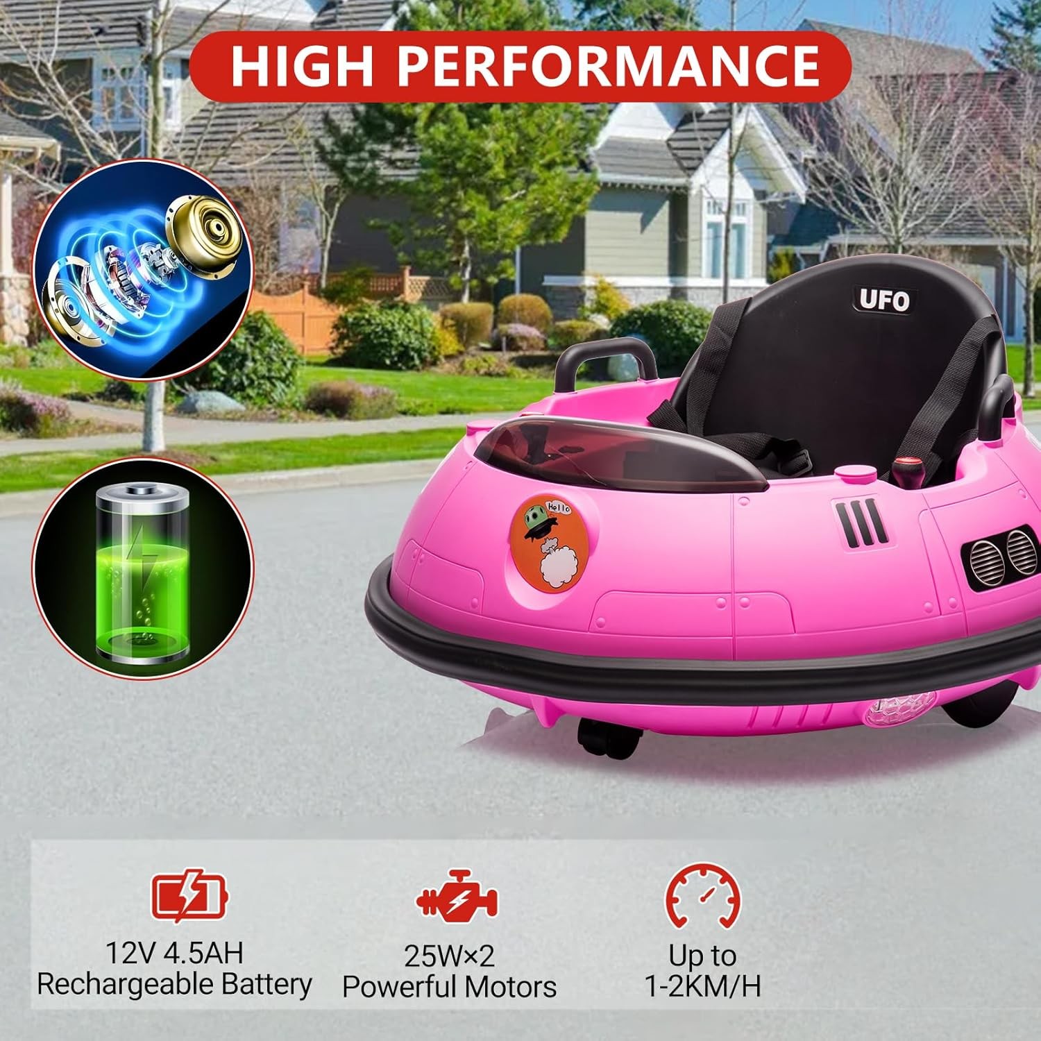 12V Ride On Car Electric Ride On Car for 3-8yrs w/Remote Control LED Lights US