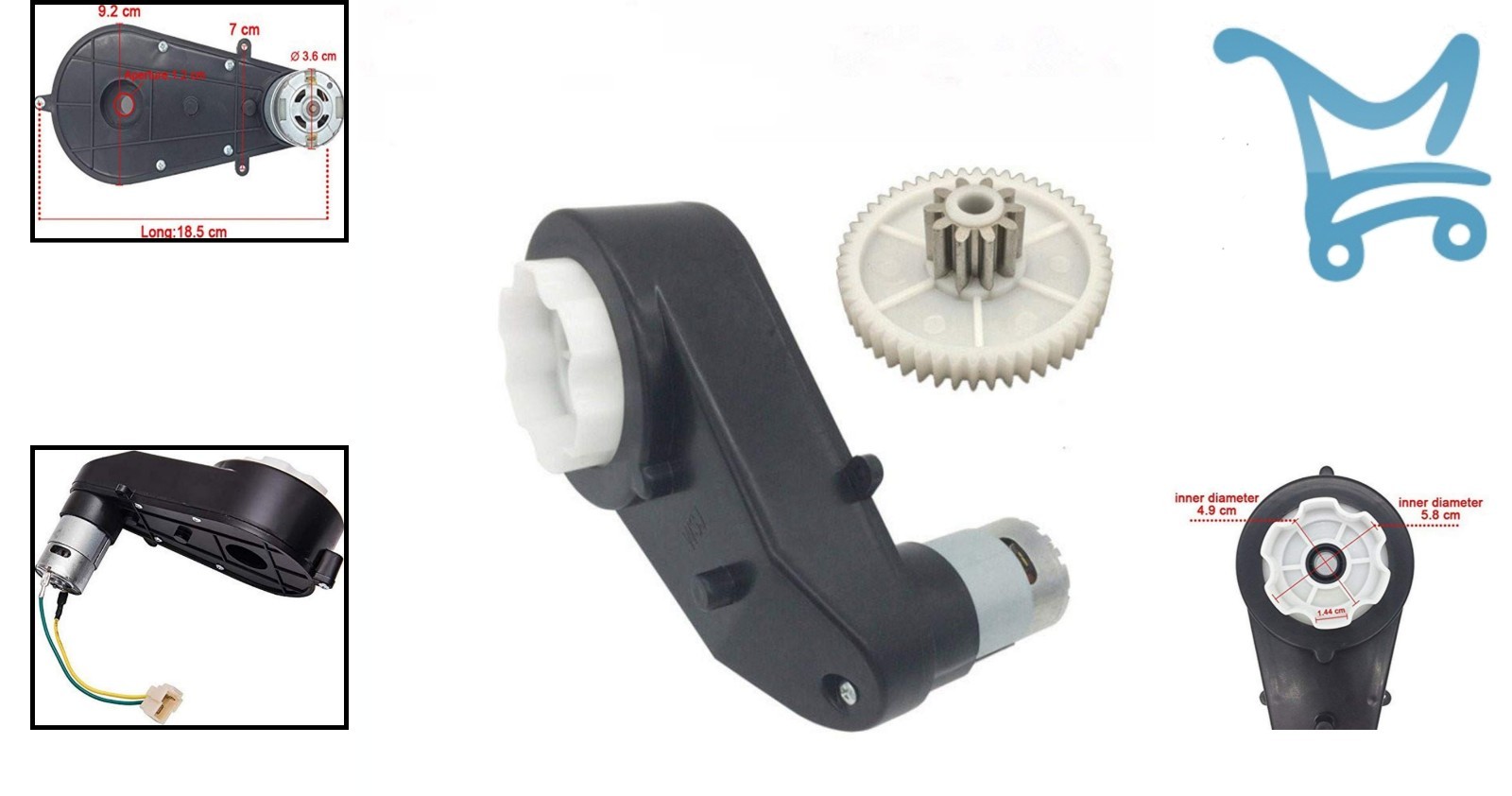 24V 30000RPM Gearbox High Torque DC Motor for Kids Ride on Car SUV Electric