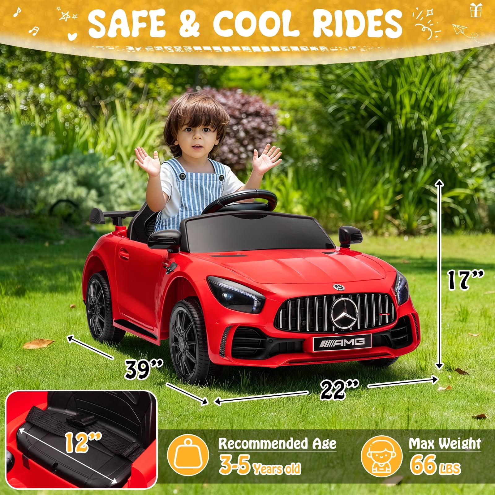 Licensed Mercedes-Benz Electric Ride Cars Toys Kids Power Wheels Remote Control