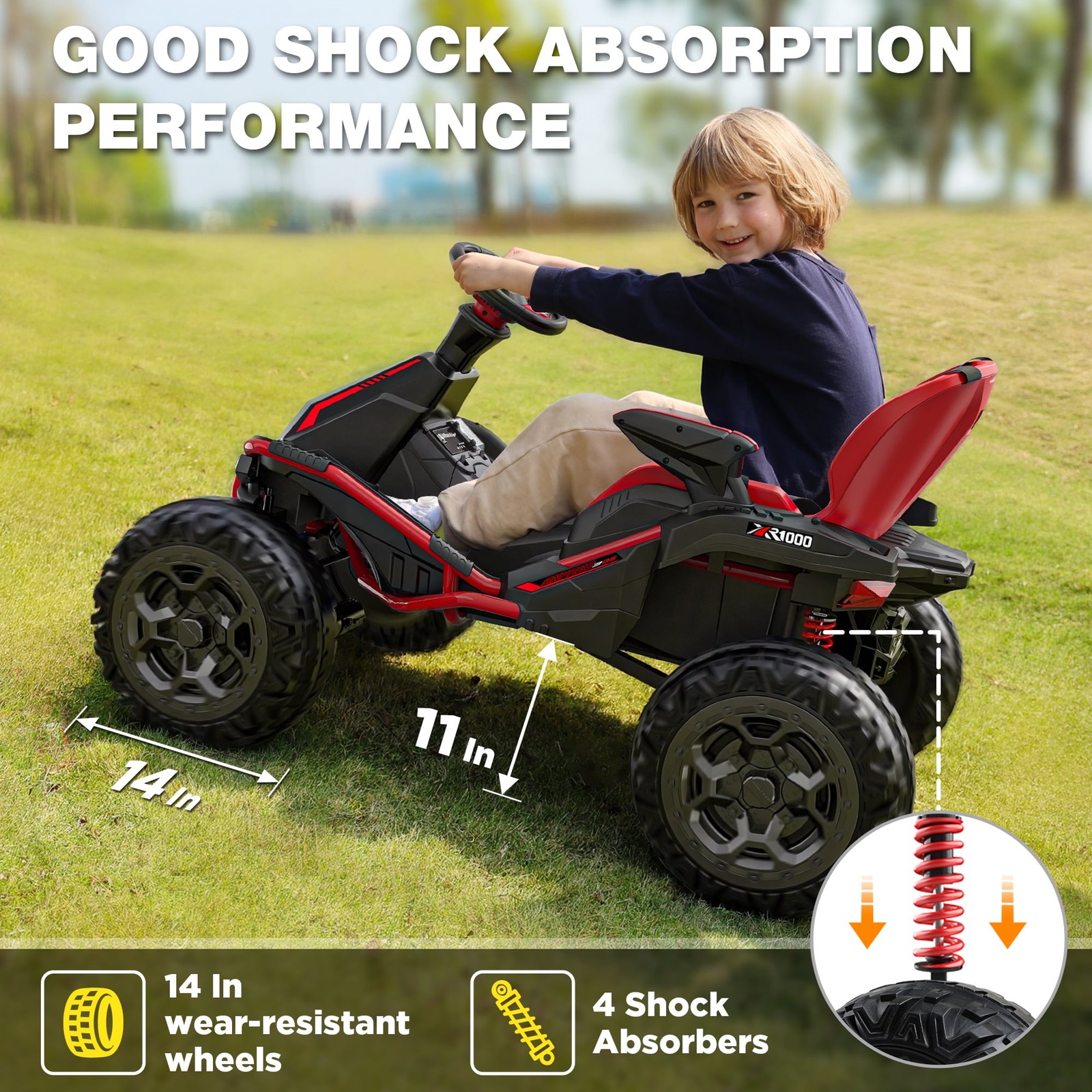 24V Big Kids Ride on Car 4 Wheeler 4WD 800W Motors ATV Electric Power Remote Red