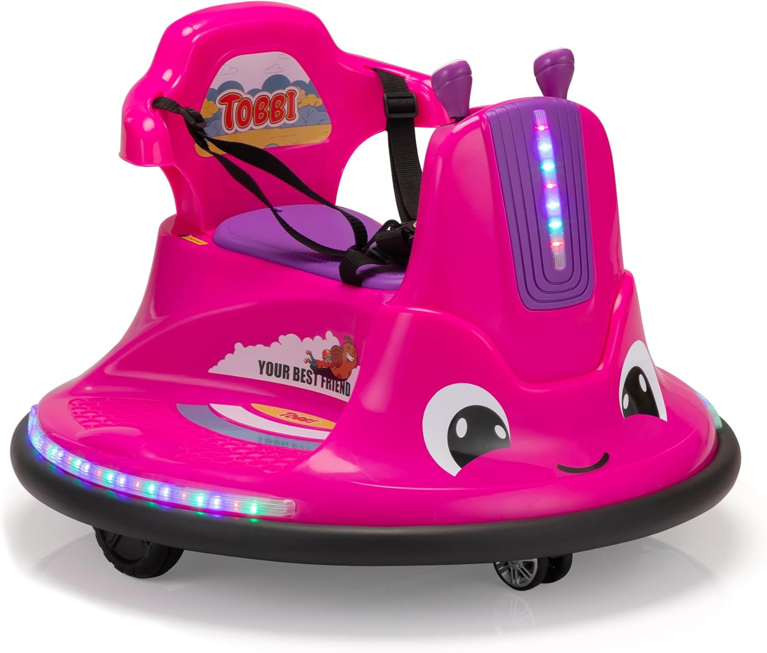 TOBBI Purple Snail Bumper Car 12V Ride-On Toy with Remote & DIY Stickers