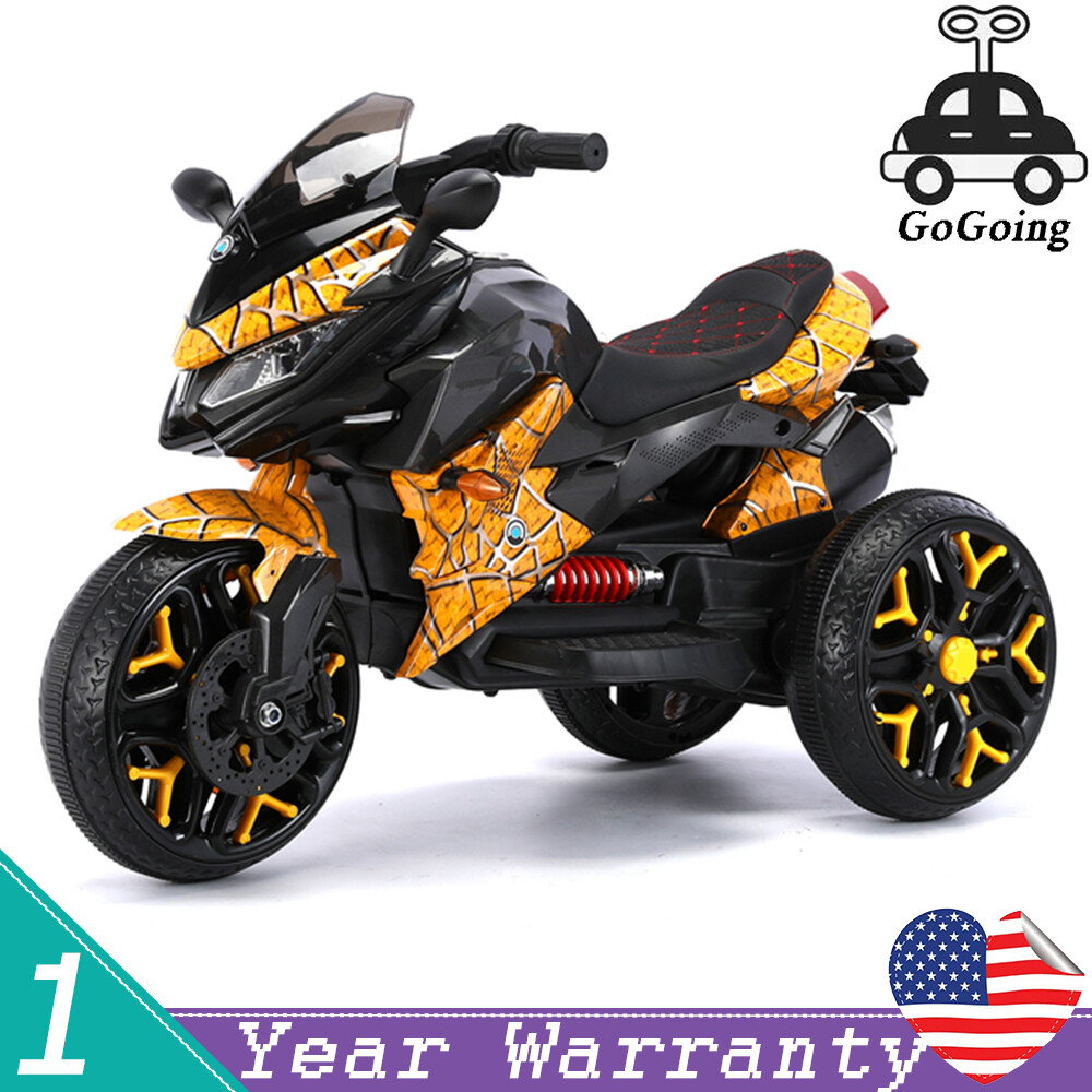 12V Electric Kids Motorcycle Ride-On Motorbike 3-Wheel 1.8-3.2MPH for Age 3-6