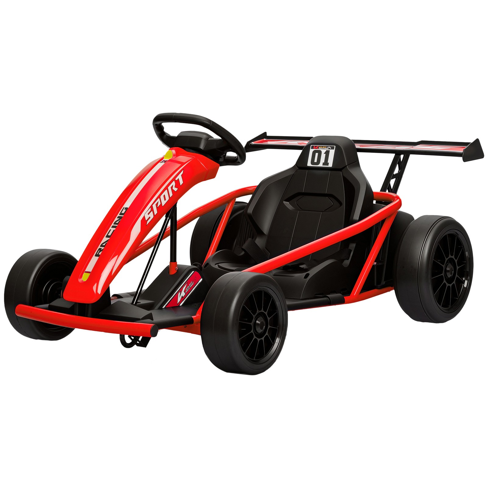 24V 8.1 MPH Electric Drift Kart for Kids with Dual Motors, Soft Start, Red