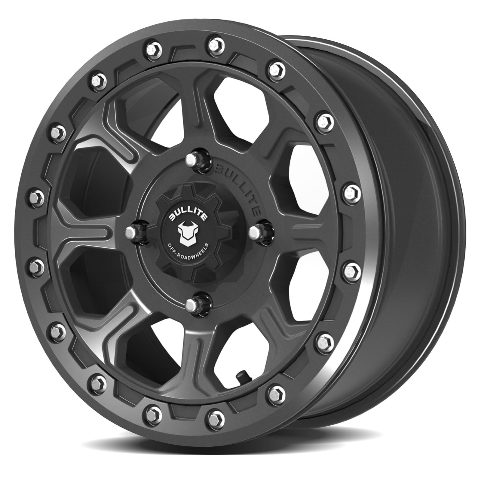 Bullite Wheels BT-03 Ruler UTV ATV Wheel Gunmetal Gray Rims and Satin Black B…