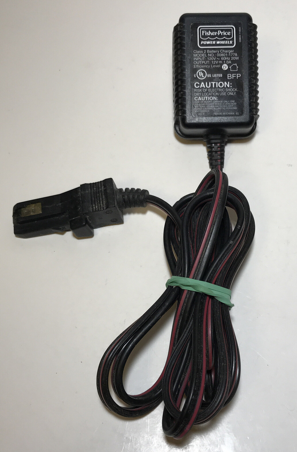 OEM Power Wheels Fisher Price 12V Volt Cord Battery Charger 00801-1778 Genuine