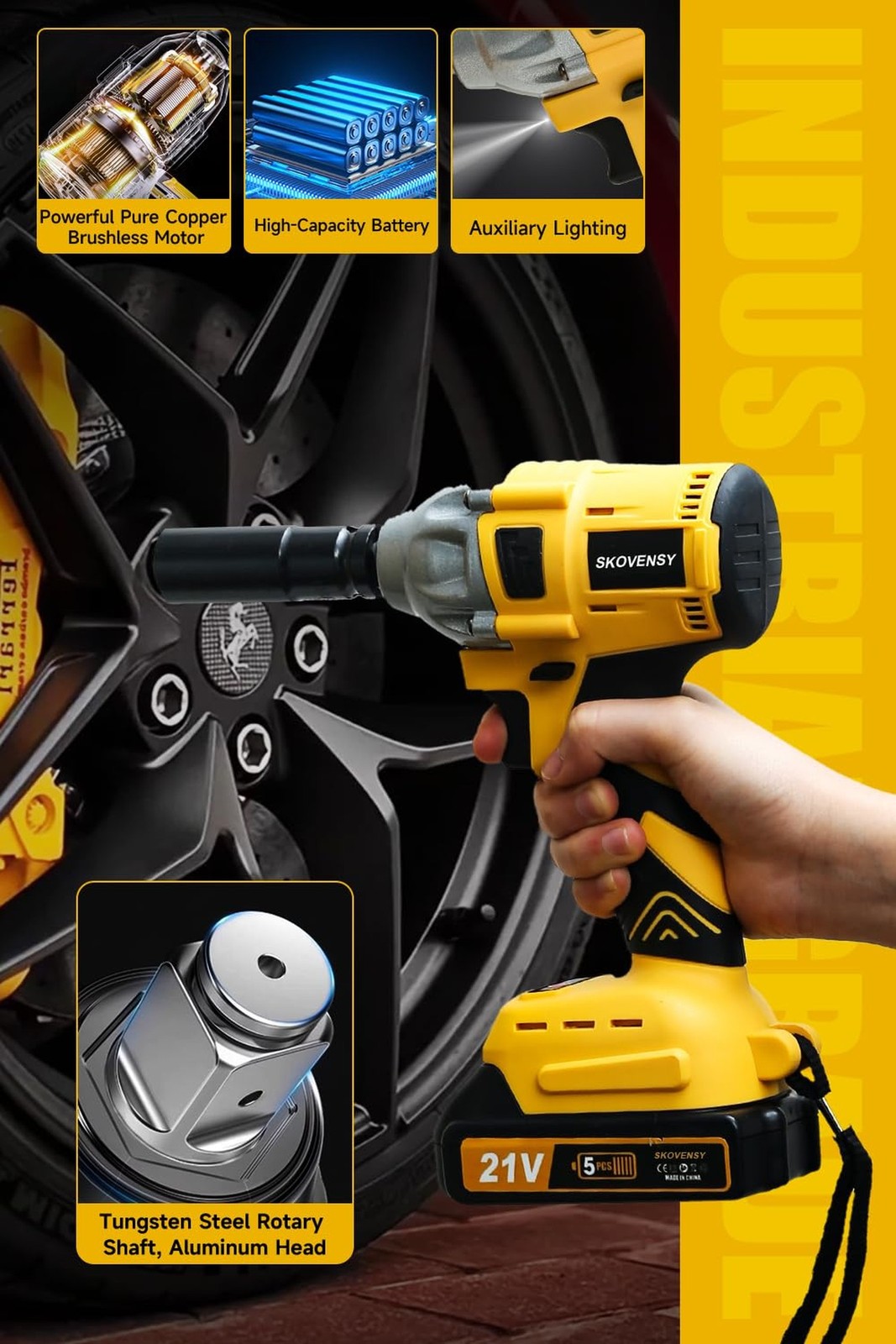 Cordless Impact Wrench 258Ft-lb (350N.m), Electric Driver for Car Tires and H…