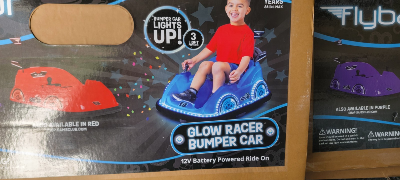 Flybar 12V Dual Joystick Steering Racer Glow Bumper Car, Blue