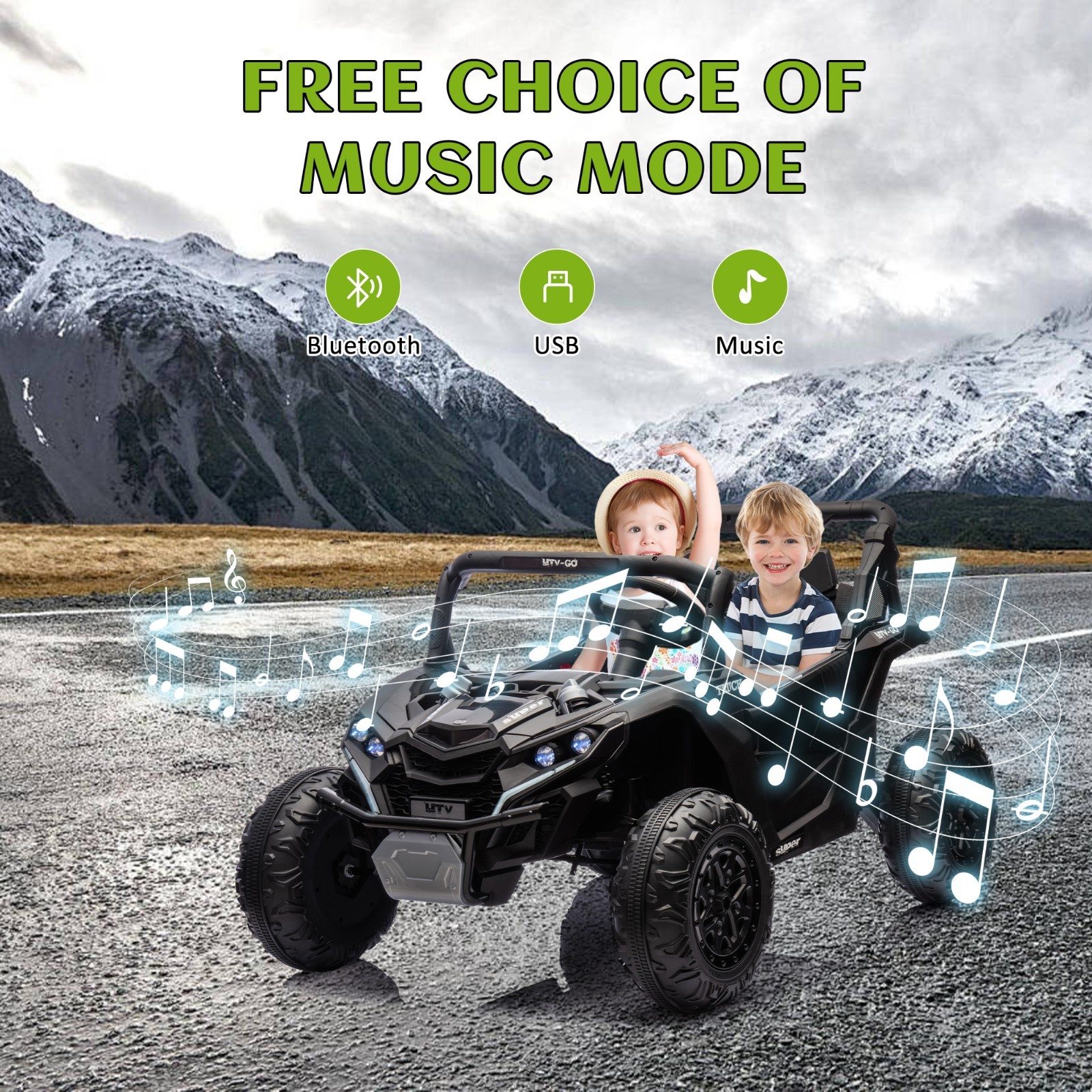 24V Ride on Electric Car for Big Kids 2 Seater UTV Off-Road Toys w/Remote, Black