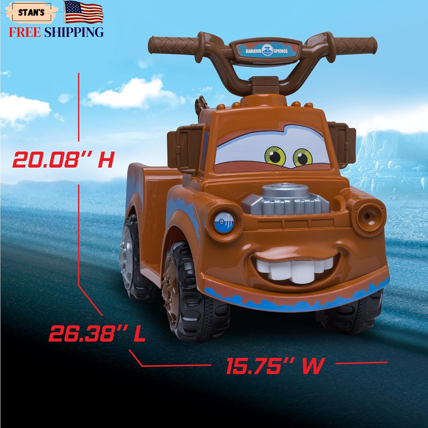 Kid Trax Toddler Disney Cars 3 Tow-Mater Electric Quad Ride-On Kids 1.5-3 Years