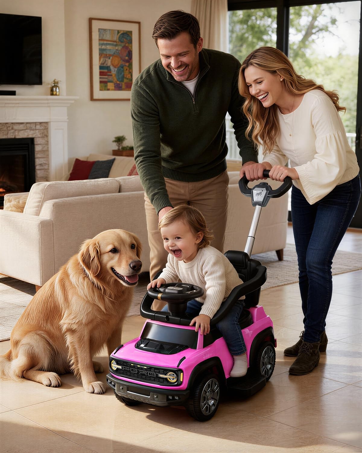 Licensed Ford Bronco Raptor 3-In-1 Toddler Push Car, Baby Push Car for Toddlers