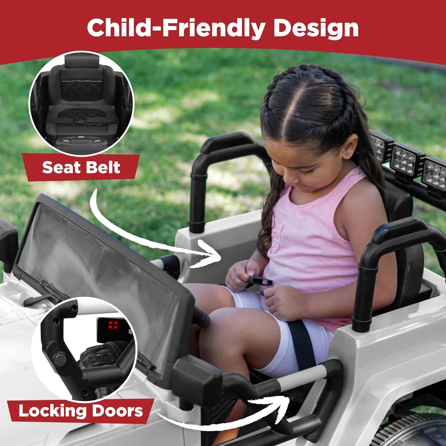 Jumbo 12V Kids Electric Ride-On Car with Remote Control – White