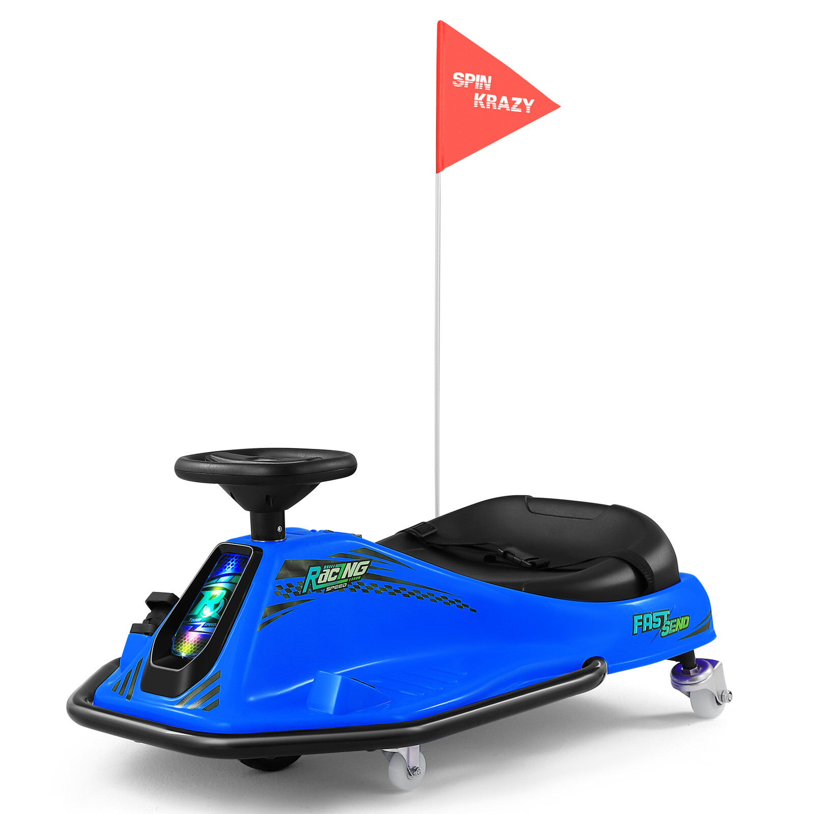 360° 24V Kids Electric Drifting Go Kart Ride On Cart with Bluetooth (Blue)