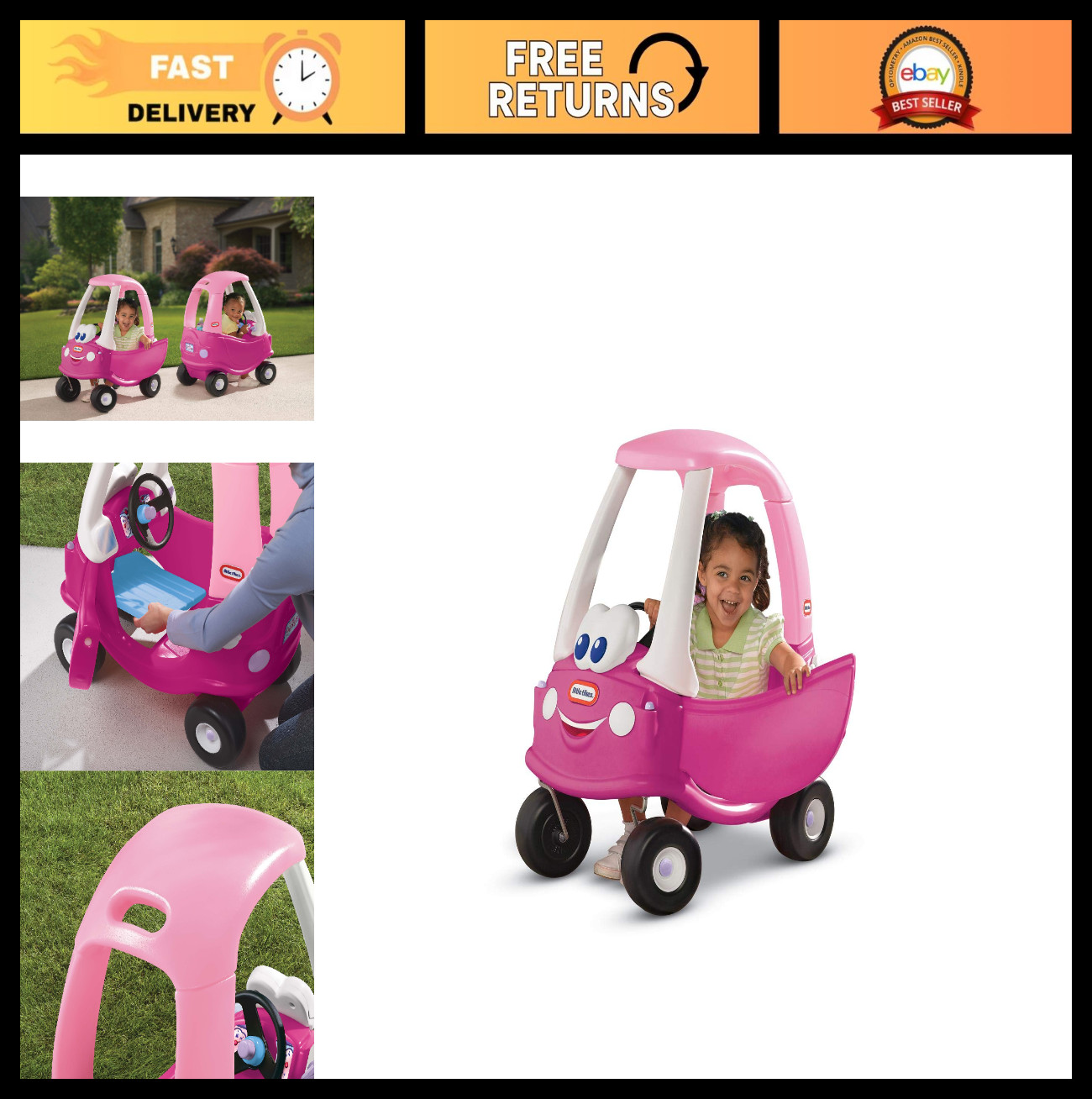 Cozy Coupe Ride-On Toy for Toddlers – Push Car with Working Doors, Steering Whee