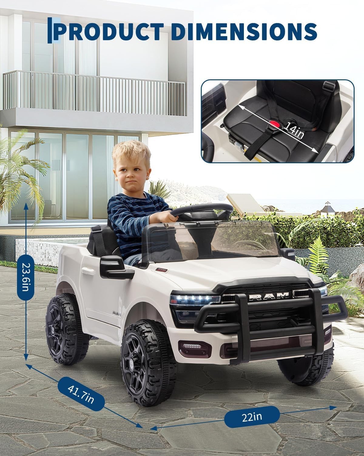 Kids Ride On Cars, Licensed RAM 12V Electric Ride On Truck Car w/Remote Control