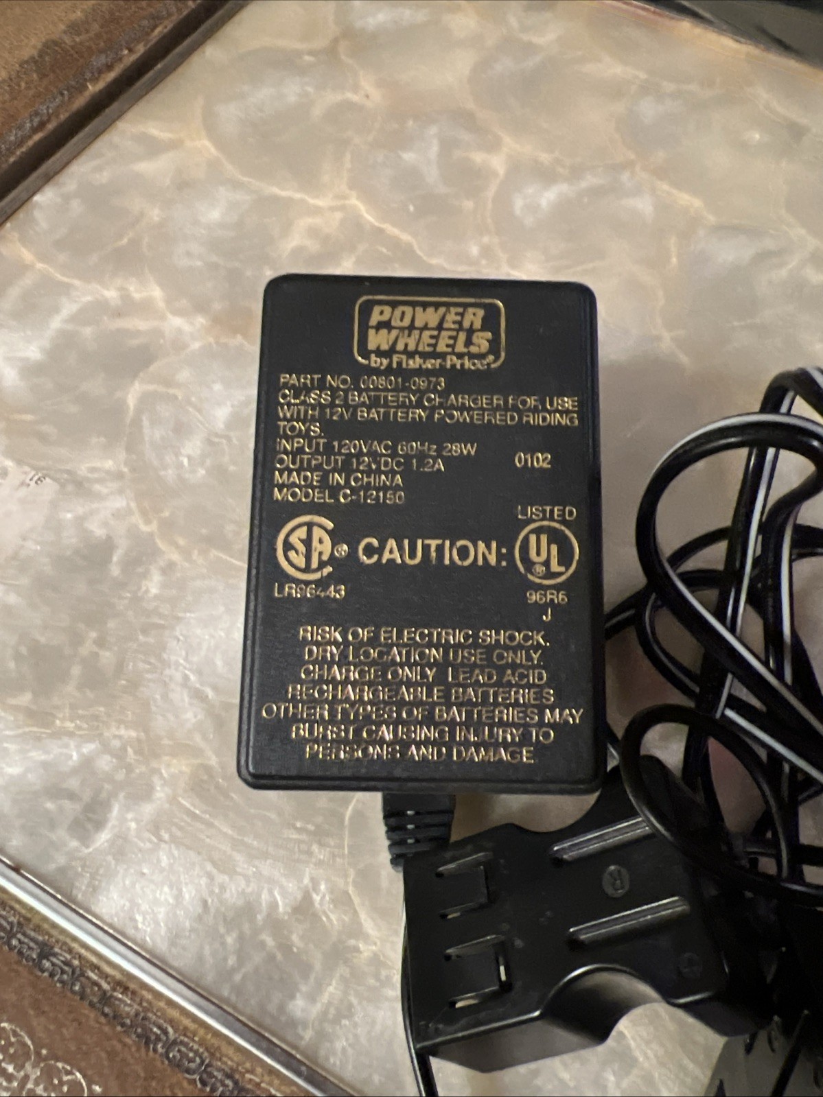 Fisher-Price Power Wheels 12V Class 2 Battery Charger model C-12150