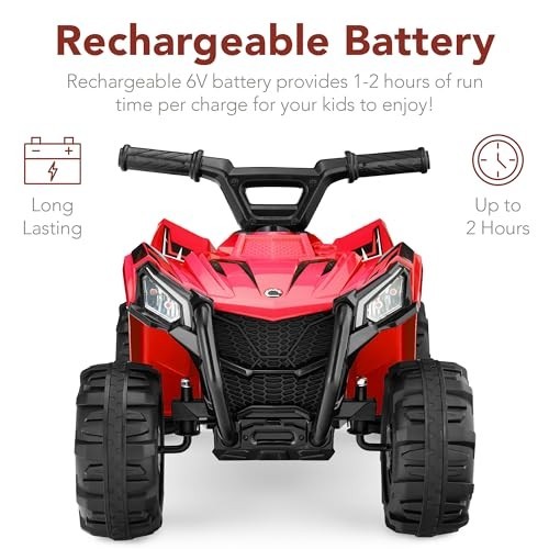 6V Kids Ride On ATV Quad 4-Wheeler Toy Car, 1.8MPH, Treaded Tires, Rubber Handle