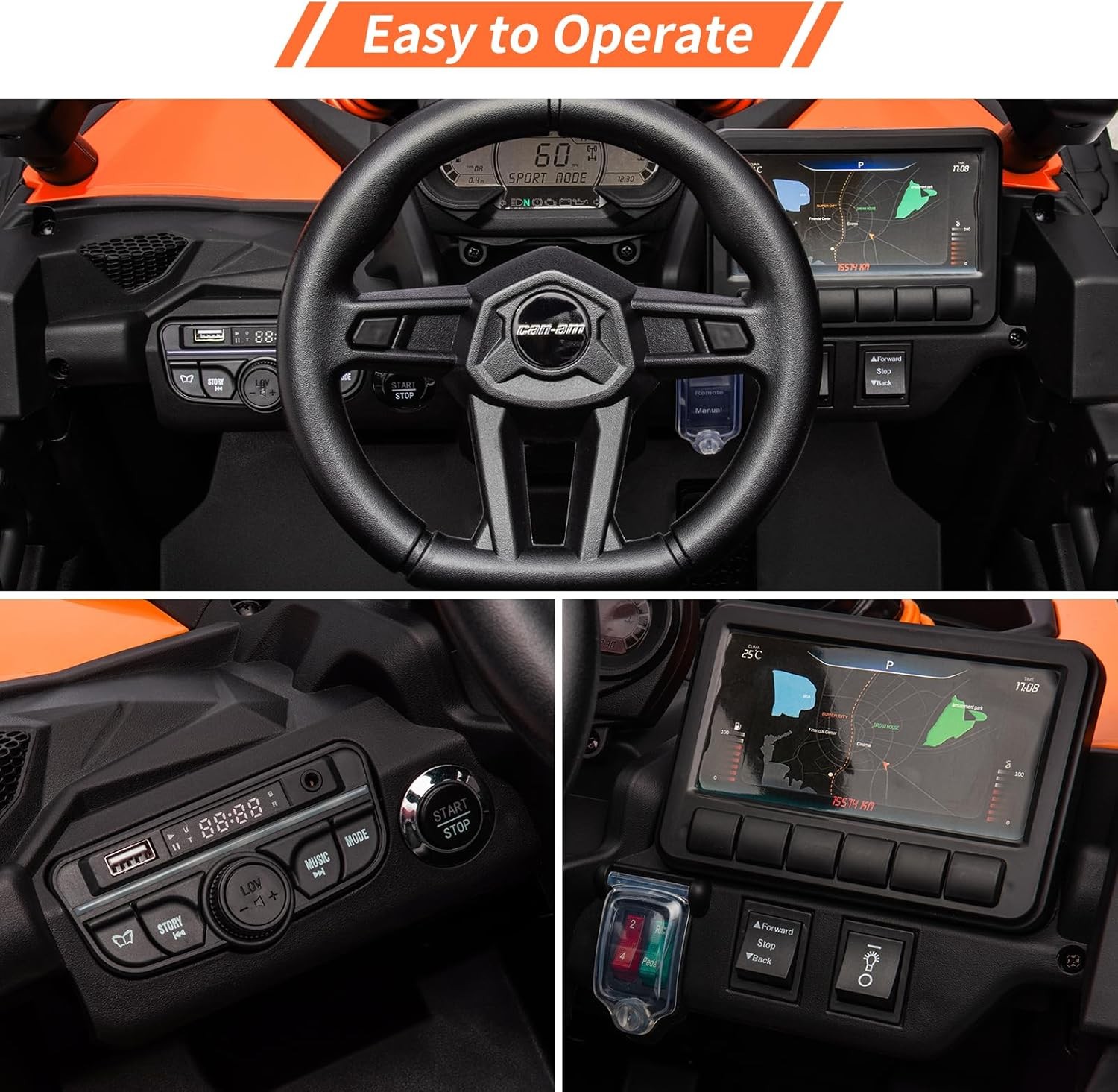 12V Ride on UTV Car,Licensed Can-Am Electric Kids Ride On Truck w/Remote Control