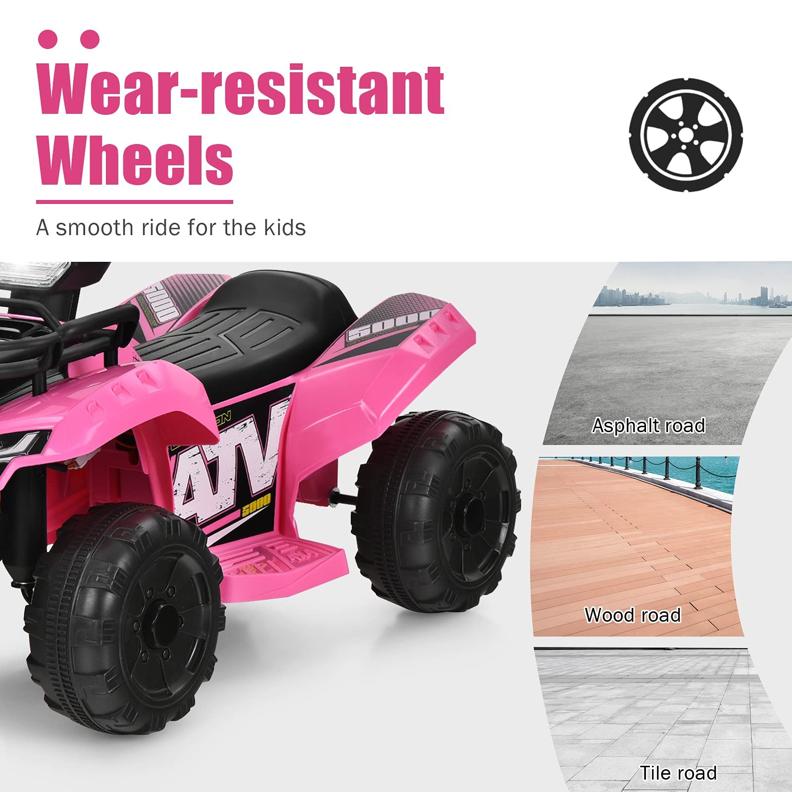 Costzon Kids Atv 6V Battery Powered Electric Vehicle Four Wheeler Quad