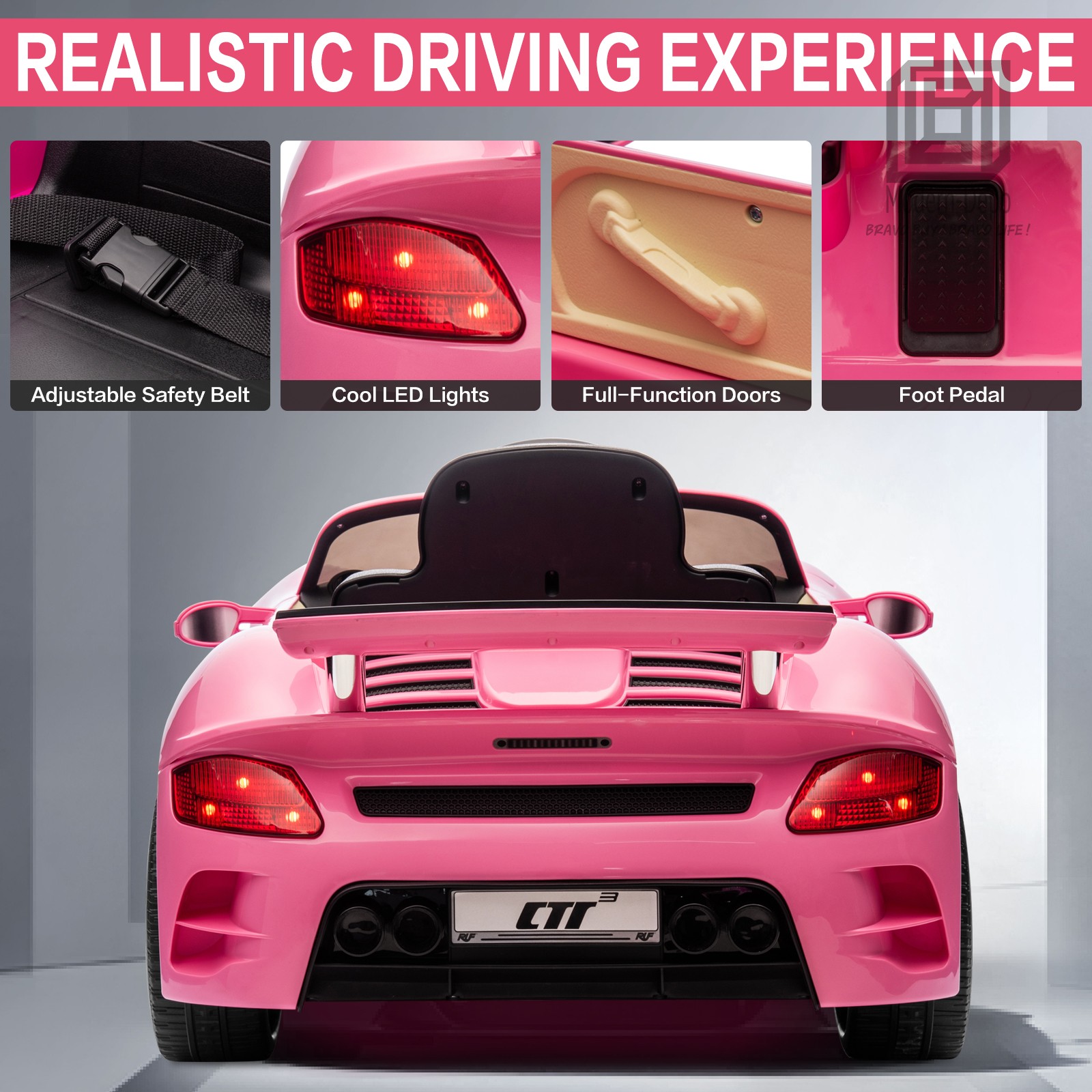 12V Kids Electric Car with Parent Remote Control, 2 Motors, Lights, MP3 Player