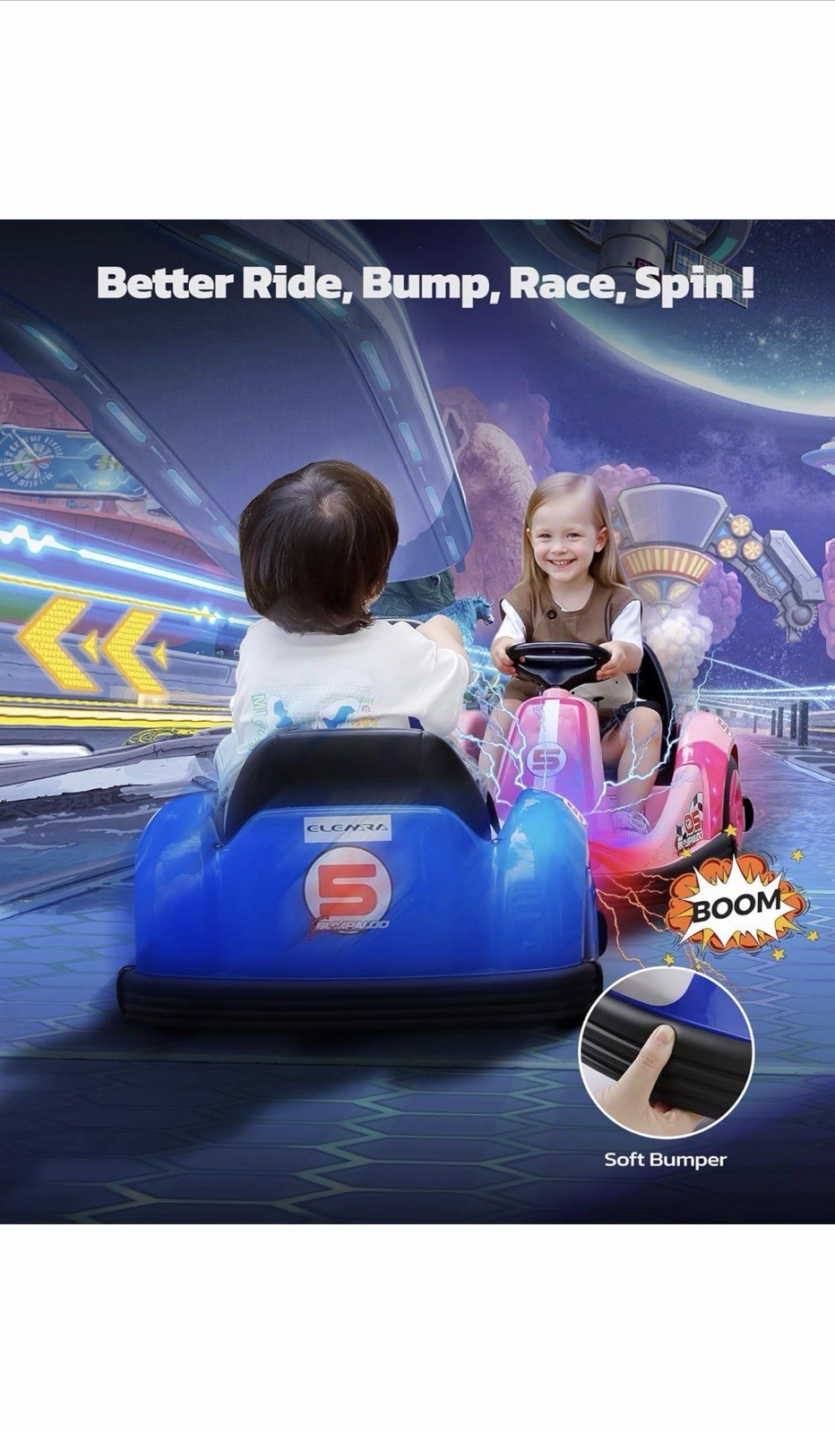 2 Bumper Cars For Kid From 3 To 8, 2.2 Mph Max. They Come With Remote & Charger.