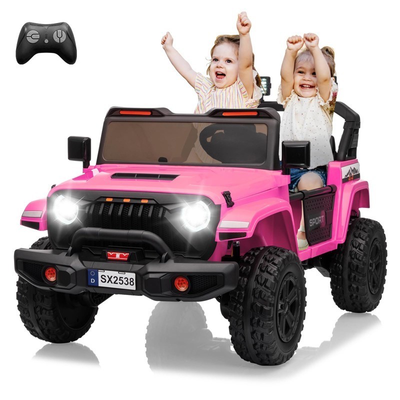Garve 24V Electric Ride On Car for Kids, 4WD 20.5in 2-Seater – Pink