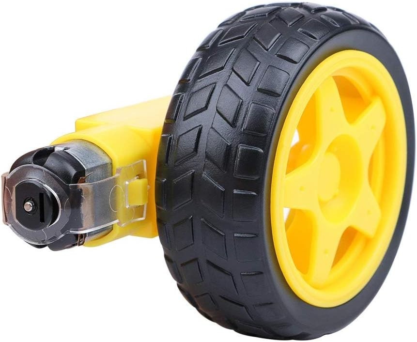 2PCS Smart Robot Car Wheels with DC 3-6V Gear Motors 65x27MM Yellow