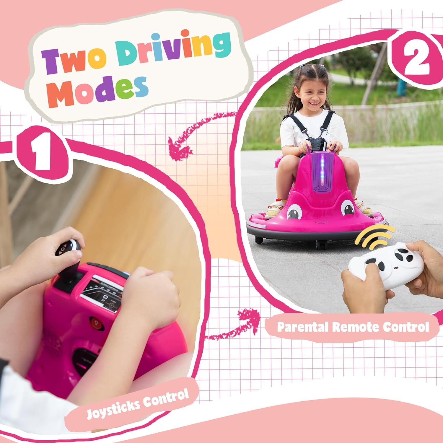 TOBBI 12v Toddlers Bumper Car Electric Ride On Toy 360 Degree Spin with Remote