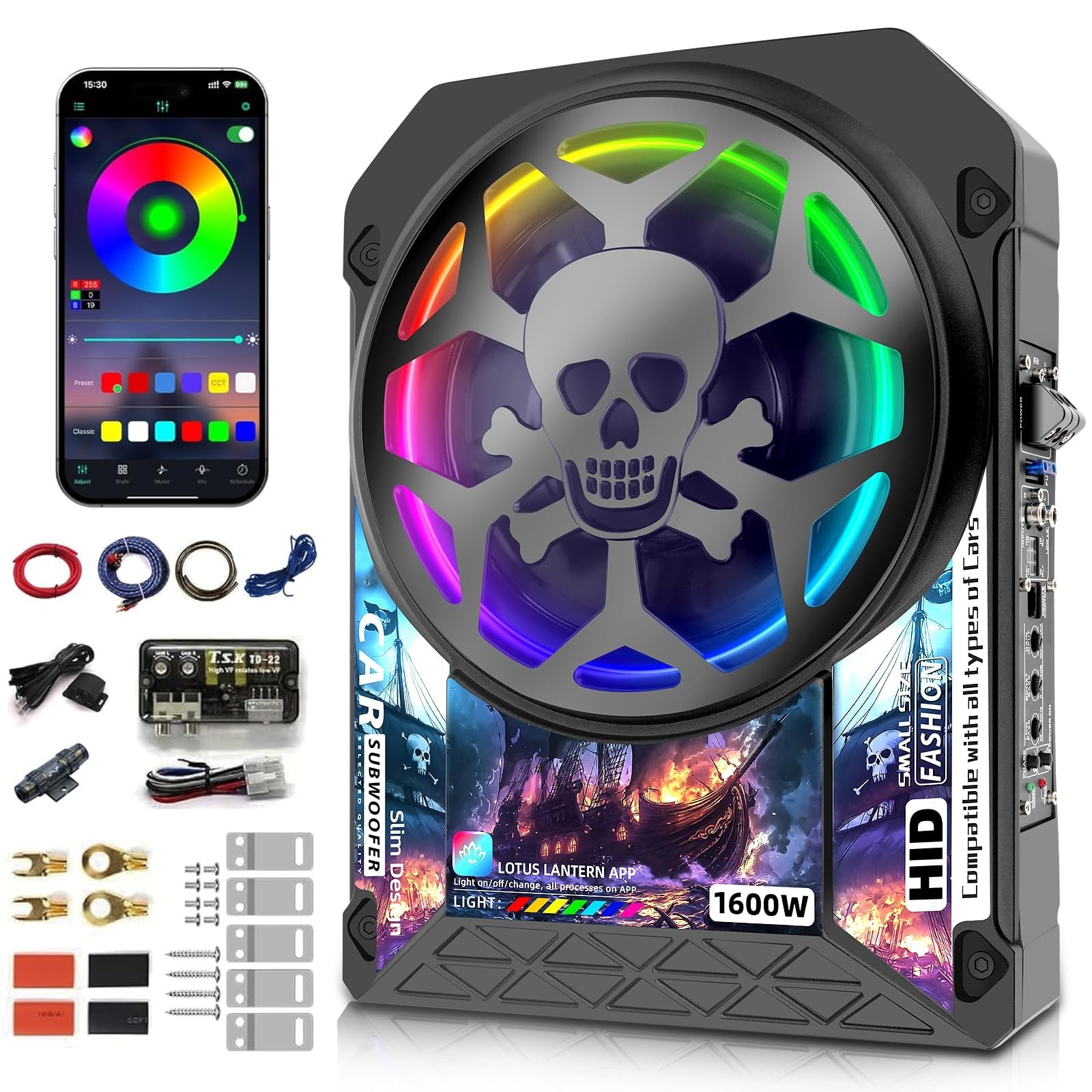 2026 Upgraded 1600W 10″ Car Subwoofer, Slim Under Seat Powered Car Subwoofer …