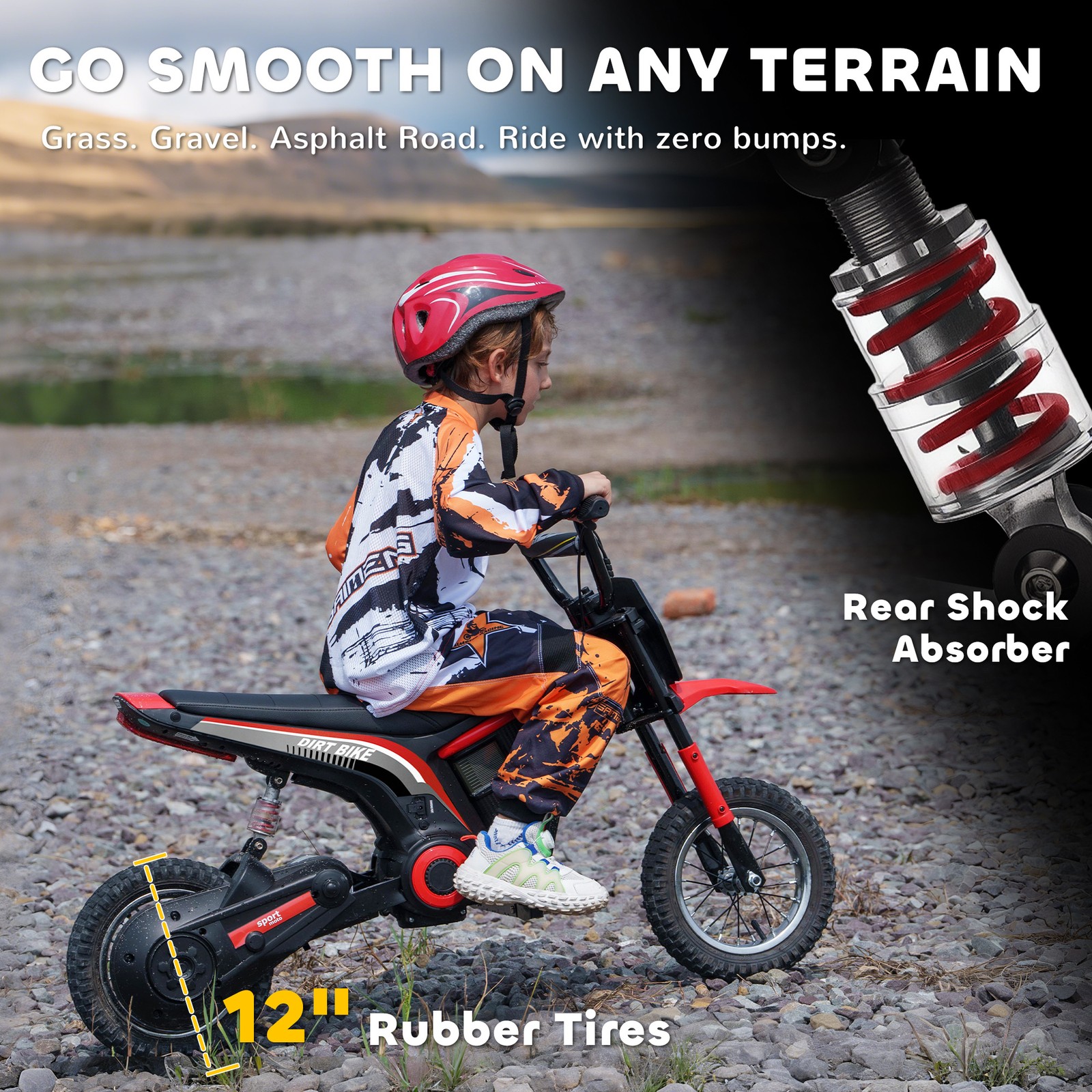 24V 350W 15 MPH Electric Dirt Bike Motorcycle w/ Twist Grip, Red