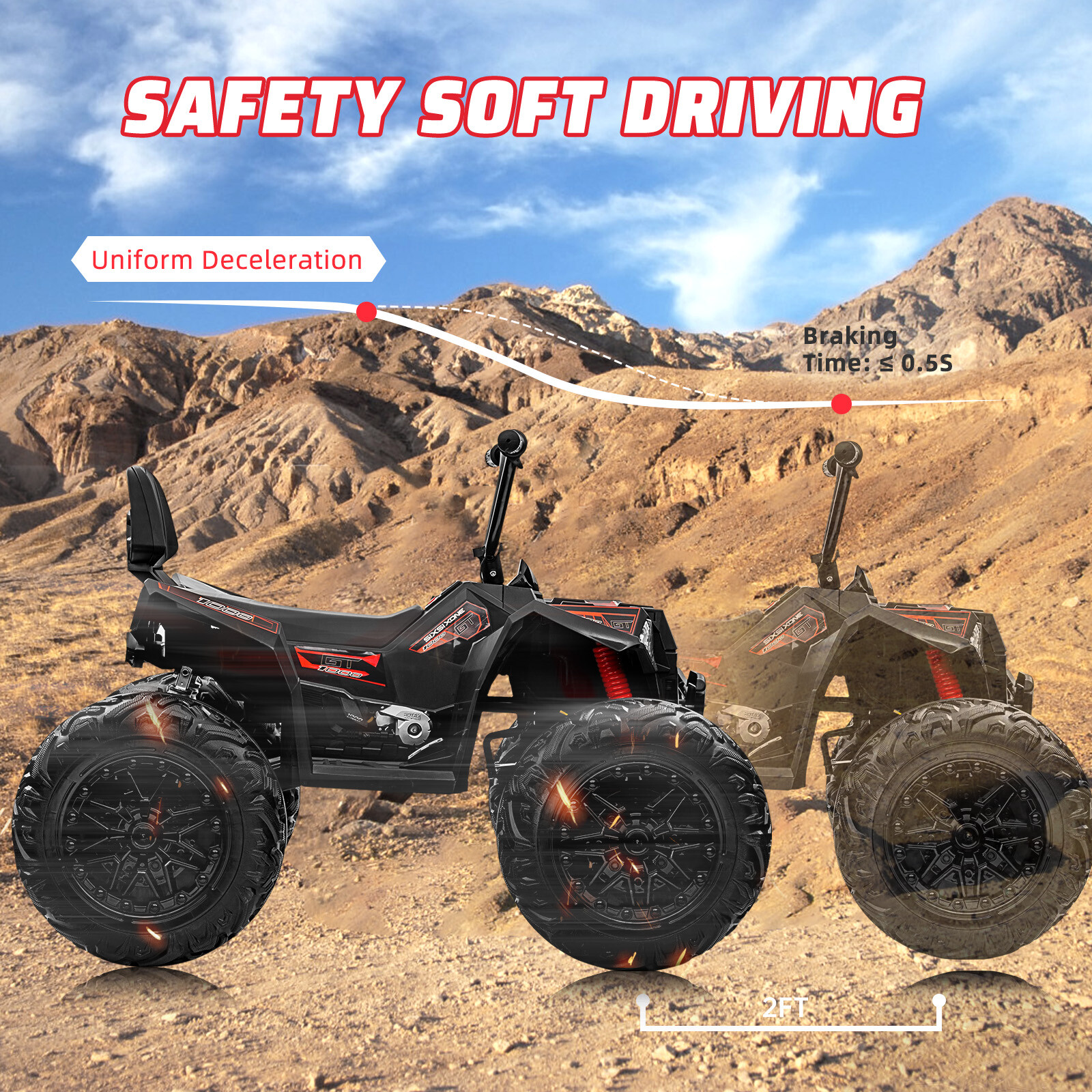 Kids ATV Car, 24V Ride On Car 4WD Quad Electric Vehicle, 4x80W Powerful Engine