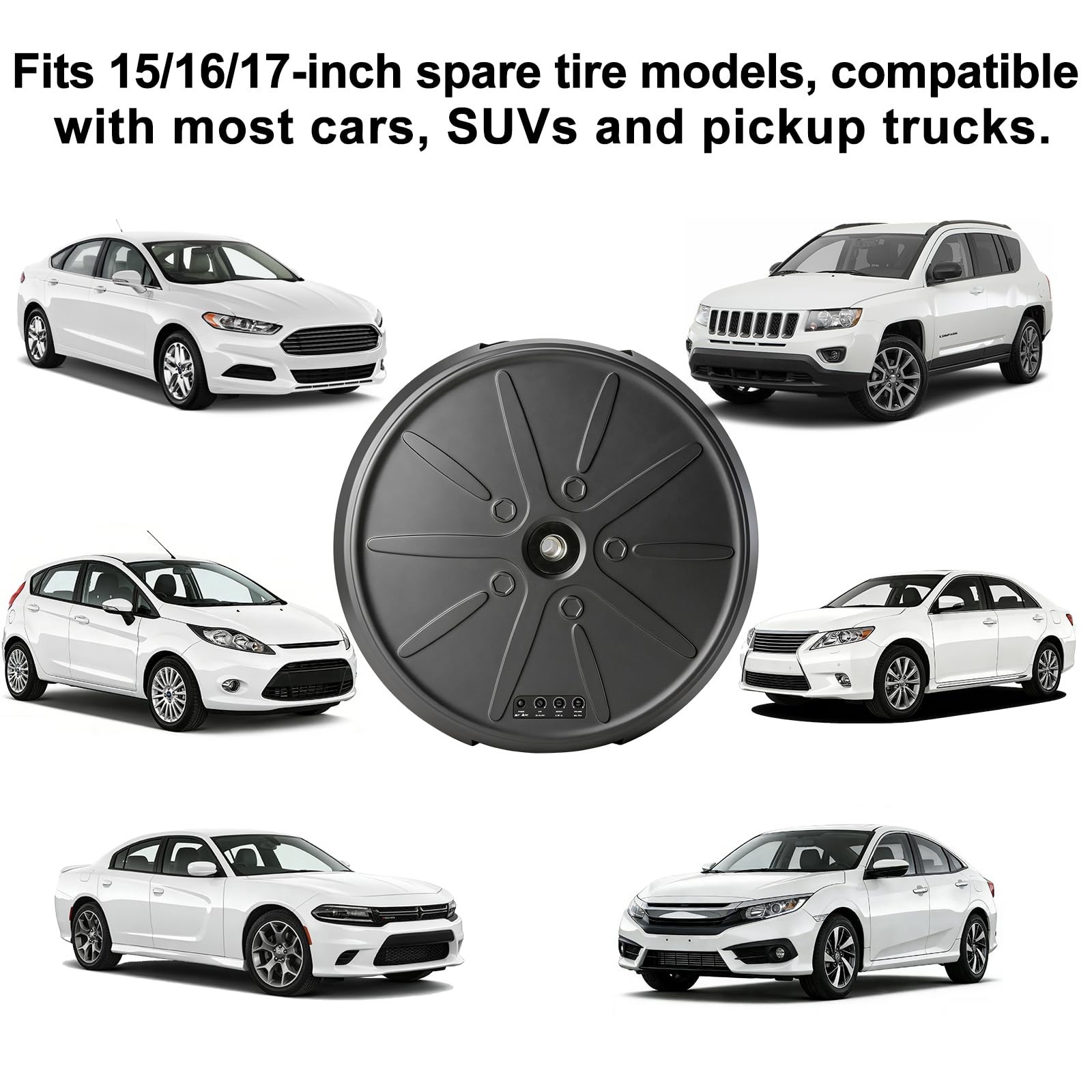 1200W Powered 12″ Car Subwoofer, Deep Bass, Anti-Theft Spare Tire Design, Plu…