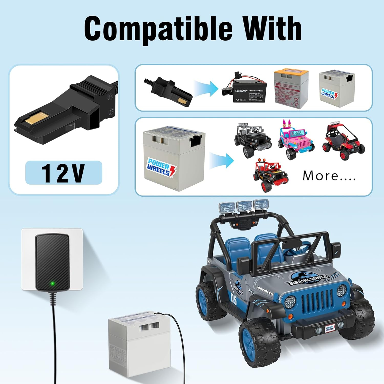 12V Charger for Powered Wheels 12 Volt Battery Charger for All Fisher-Price Powe