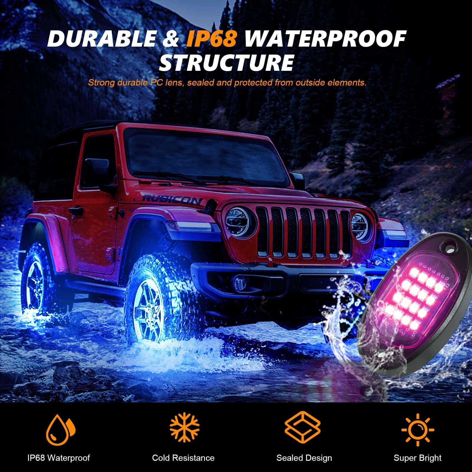 6 Pods RGB LED Rock Lights for UTV ATV Golf Cart Truck RZR Offroad Pickup SUV…