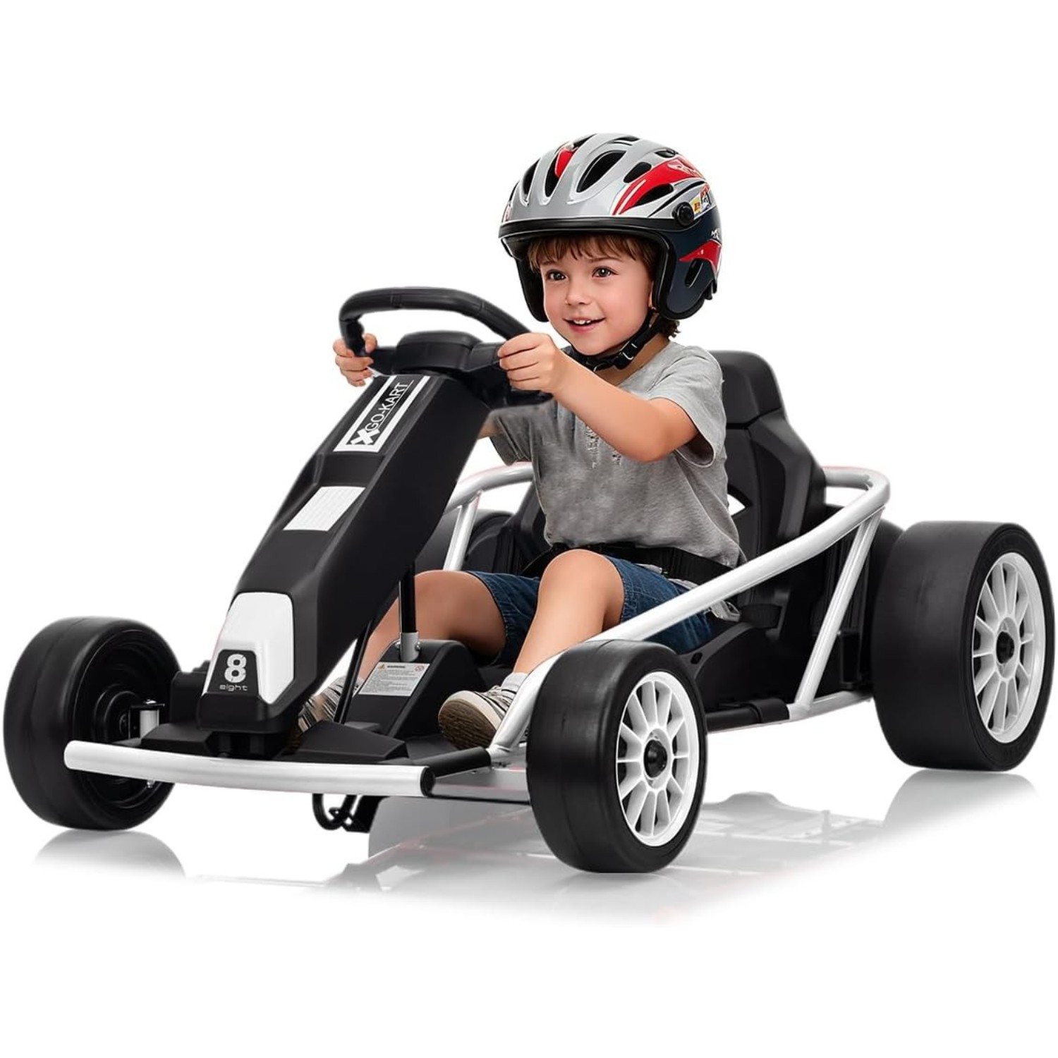 24V Kids Go Kart Electric Ride,Dual 250W Motors, 9Ah Battery, Fast 8MPH Drifting