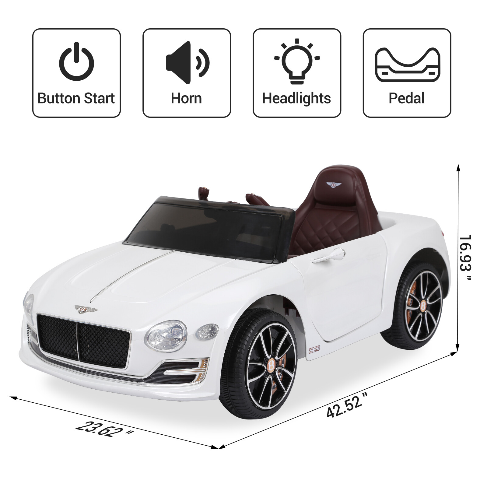 12V Kids Ride on car LICENSED Bentley Style Car Vehicle Toys Remote Xmas Gifts