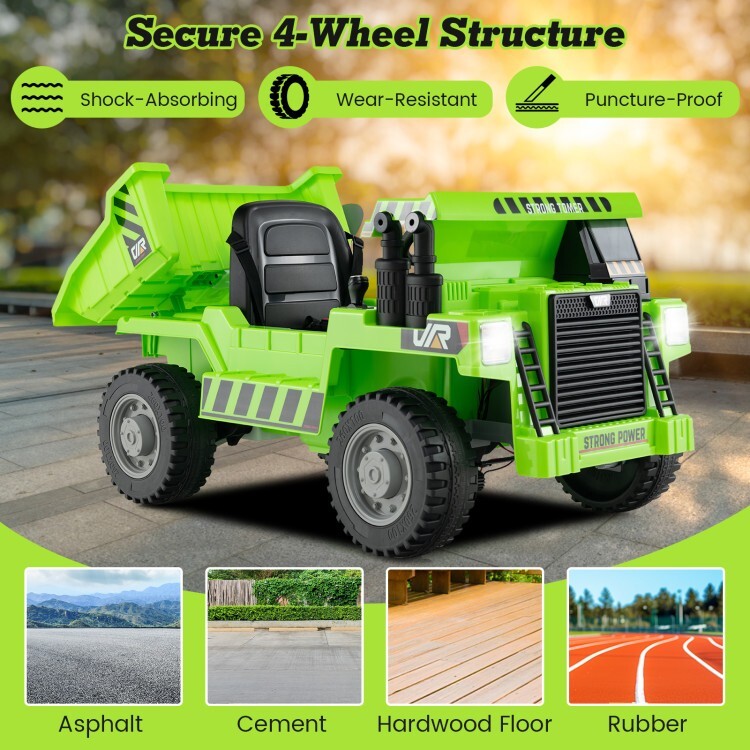 12V Battery Kids Ride on Electric Dump Truck Car Gift Kids w/2.4G Remote Control
