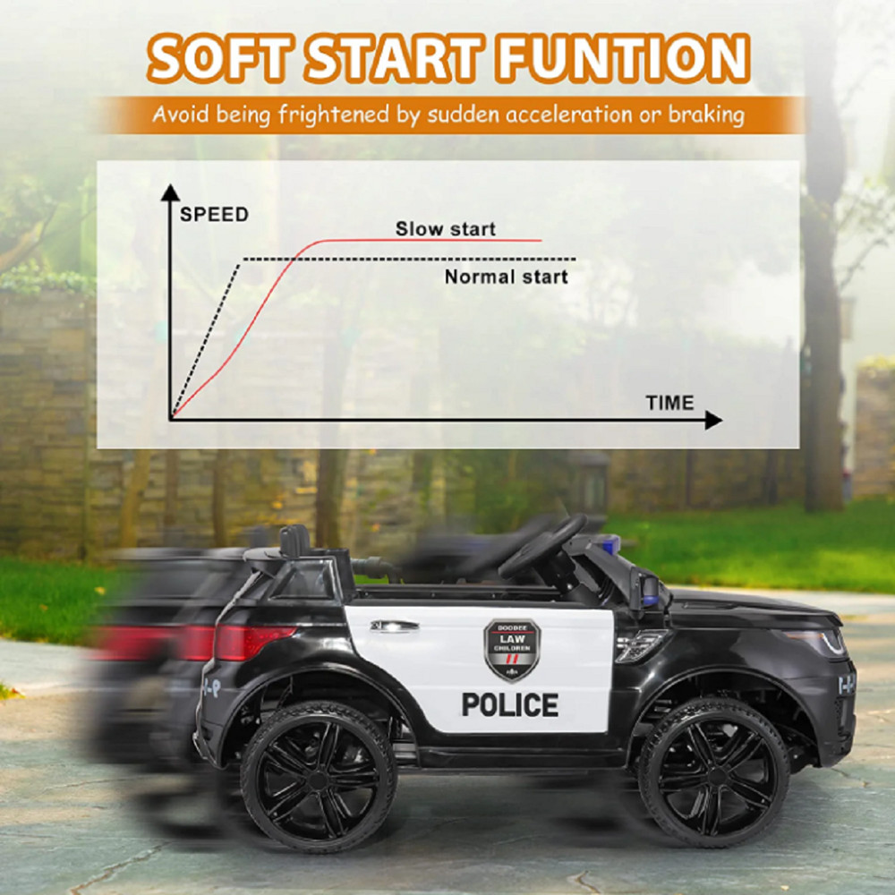 TOBBI 12V Kids Police Car Ride-On SUV with Parental Control Remote