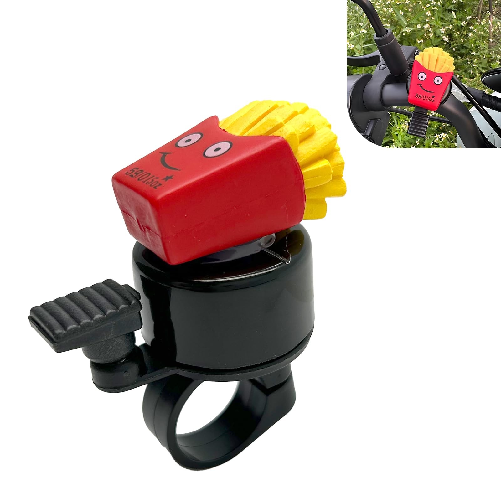 Bike French Fries Bell, Aluminum Alloy Bicycle Bell with Plastic Base, Loud C…